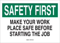 image of Brady B-401 Polystyrene Rectangle White Safety Awareness Sign - 14 in Width x 10 in Height - 25320