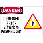 image of Brady B-120 Fiberglass Reinforced Polyester Rectangle White Confined Space Sign - 14 in Width x 10 in Height - 62866