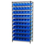 image of Akro-Mils AWS183630318 Fixed Shelving System - Steel - 11 Shelves - 10 Bins - AWS183630318 BLUE