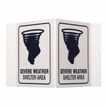 image of Brady Prinzing Acrylic V Shape White Severe Weather Sign - 9 in Width x 6 in Height - Glow in the Dark - V1SWG4G
