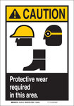 image of Brady B-555 Aluminum Rectangle White PPE Sign - 7 in Width x 10 in Height - 124211