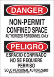 image of Brady B-555 Aluminum Rectangle White Confined Space Sign - 7 in Width x 10 in Height - Language English / Spanish - 124091