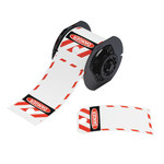 image of Brady B30-255-851-OST-BK Pre-sized Tags for Printers - 3.25 in x 100 ft - Polyester - Red on White - B-851 - 62152