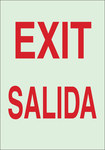 image of Brady Bradyglo B-324 Polyester Rectangle White Exit Sign - 10 in Width x 14 in Height - Glow in the Dark - Language English / Spanish - 90157