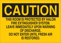 image of Brady B-555 Aluminum Rectangle Yellow Fire Extinguishing System Sign - 10 in Width x 7 in Height - 43221