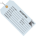 Blue 13 Point Cardstock Inspection Tags 2 Part - Numbered 000-499 - Pre-Wired - 4 3/4 in Width - 2 3/8 in Height - 9404