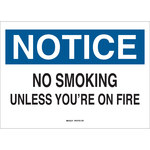 image of Brady B-401 High Impact Polystyrene Rectangle White No Smoking Sign - 10 in Width x 7 in Height - 38065