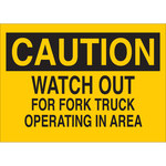 image of Brady B-120 Fiberglass Reinforced Polyester Rectangle Yellow Truck & Forklift Warehouse Traffic Sign - 20 in Width x 14 in Height - 74442