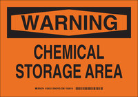 image of Brady B-555 Aluminum Rectangle Orange Chemical Storage Sign - 10 in Width x 7 in Height - 126510
