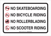 image of Brady B-959 Aluminum Rectangle White Prohibited Activities Sign - 20 in Width x 14 in Height - Reflective - 103701
