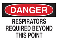 image of Brady B-302 Polyester Rectangle White Respirator Sign - 10 in Width x 7 in Height - Laminated - 88619
