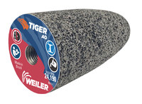 image of Weiler Tiger AO Aluminum Oxide Abrasive Cone - Threaded Nut Attachment - 1 1/2 in Length - 3/8-24 UNF Center Hole - 68302
