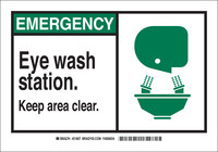 image of Brady B-555 Aluminum Rectangle White Eyewash Sign - 10 in Width x 7 in Height - 46483