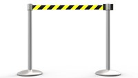image of Banner Stakes QLine X2 Retractable Belt Barrier w/ Posts - Yellow / Black - BANNER STAKES AL6203M