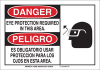 image of Brady B-555 Aluminum Rectangle White PPE Sign - 14 in Width x 10 in Height - Language English / Spanish - 125100