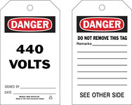 image of Brady 86595 Black / Red on White Polyester Equipment Safety Tag - 4 in Width - 7 in Height - B-851