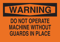 image of Brady B-555 Aluminum Rectangle Orange Equipment Safety Sign - 10 in Width x 7 in Height - 42602