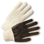 image of West Chester K708SPC Brown/White Large Cotton/Polyester/PVC General Purpose Gloves - PVC Palm & Fingers Coating - 9.5 in Length
