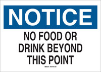 image of Brady B-120 Fiberglass Reinforced Polyester Rectangle White No Food & Beverage Sign - 14 in Width x 10 in Height - 70442