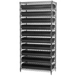 image of Akro-Mils Akrobin AWS143630320 Fixed Shelving System - Steel - 11 Shelves - 12 Bins - AWS143630320 BLACK