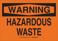 image of Brady B-401 Polystyrene Rectangle Orange Hazardous Material Sign - 10 in Width x 7 in Height - 21851