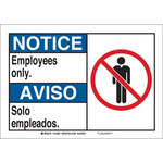 image of Brady B-302 Polyester Rectangle White Restricted Area Sign - 14 in Width x 10 in Height - Laminated - Language English / Spanish - 124970