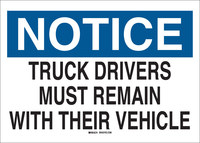 image of Brady B-555 Aluminum Rectangle White Truck Driver Instruction Sign - 14 in Width x 10 in Height - 43411