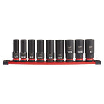 image of Milwaukee SHOCKWAVE Impact Duty 49-66-7022 6 Point Deep Socket Set - Forged Steel - 1/2 in Drive - 59854