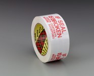 3M Scotch 3771 White Printed Box Sealing Tape - Pattern/Text = IF SEAL IS BROKEN CHECK CONTENTS BEFORE ACCEPTING - 48 mm Width x 914 m Length - 1.9 mil Thick - 72303