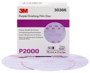 image of 3M Hookit 260L Aluminum Oxide Purple Hook & Loop Disc - Film Backing - P2000 Grit - 3 in Diameter - 30366