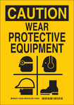 image of Brady B-555 Aluminum Rectangle Yellow PPE Sign - 7 in Width x 10 in Height - 124253