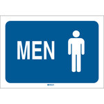 image of Brady B-302 Polyester Rectangle Blue Restroom Sign - 10 in Width x 7 in Height - Laminated - 47668
