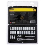image of Stanley 92-804 Socket Set - 1/4 in, 3/8 in, 1/2 in 6 & 12 Point Drive - 28044