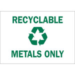 image of Brady B-302 Polyester Rectangle White Recycle Sign - 14 in Width x 10 in Height - Laminated - 86018