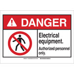 image of Brady B-555 Aluminum Rectangle White Electrical Safety Sign - 10 in Width x 7 in Height - 144372