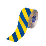 image of Brady ToughStripe Max Blue, Yellow Marking Tape - 4 in Width x 100 ft Length - 0.024 in Thick - 62911
