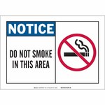 image of Brady B-555 Aluminum Rectangle White No Smoking Sign - 14 in Width x 10 in Height - 46764