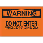 image of Brady B-302 Polyester Rectangle Orange Restricted Area Sign - 10 in Width x 7 in Height - Laminated - 84195