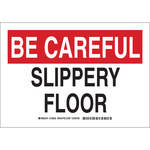 image of Brady B-555 Aluminum Rectangle White Fall Prevention Sign - 10 in Width x 7 in Height - 129030