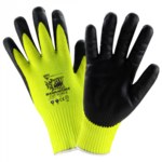 image of West Chester Barracuda Cut Force HVG710SNF Hi-Vis Yellow/Black Large Cut-Resistant Glove - ANSI 6 Cut Resistance - Nitrile Foam Palm & Fingers Coating - 9.6 in Length - HVG710SNF/L