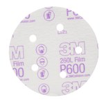 image of 3M Hookit 260L Coated Aluminum Oxide White Hook & Loop Disc - Film Backing - P600 Grit - Extra Fine - 5 in Diameter - 01055