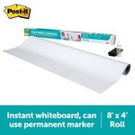 image of 3M Post-it Rectangle White Whiteboard Surface - 8 ft Width x 4 ft Height - Self-Adhesive - 27659