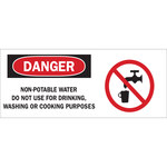 image of Brady B-120 Fiberglass Reinforced Polyester Rectangle White Water Sanitation Sign - 17 in Width x 7 in Height - 69409