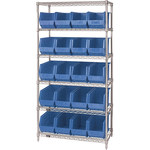 image of WSBQ265B Shelves With Bins - Wire Shelving and Plastic Bins - 3172