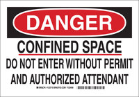 image of Brady B-555 Aluminum Rectangle White Confined Space Sign - 10 in Width x 7 in Height - 123713