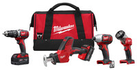 image of Milwaukee M18 Lithium-Ion (Li-ion) 4-Tool Combo Drill Kit - 4 Orbit - 2695-24