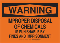 image of Brady B-555 Aluminum Rectangle Orange Chemical Disposal Sign - 14 in Width x 10 in Height - 16131