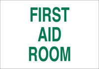image of Brady B-555 Aluminum Rectangle White First Aid Sign - 10 in Width x 7 in Height - 41236