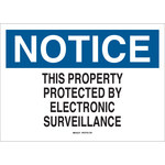 image of Brady B-401 High Impact Polystyrene Rectangle White Surveillance Sign - 14 in Width x 10 in Height - 95419