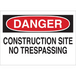 image of Brady B-836 Polypropylene Rectangle White Construction Site Sign - 24 in Width x 18 in Height - 78014